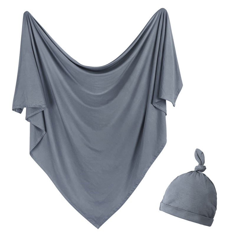 OWLOWLA Newborn Swaddle Set Stretch Wrap Swaddle Receiving Blanket for Baby Boy GirlDim Gray