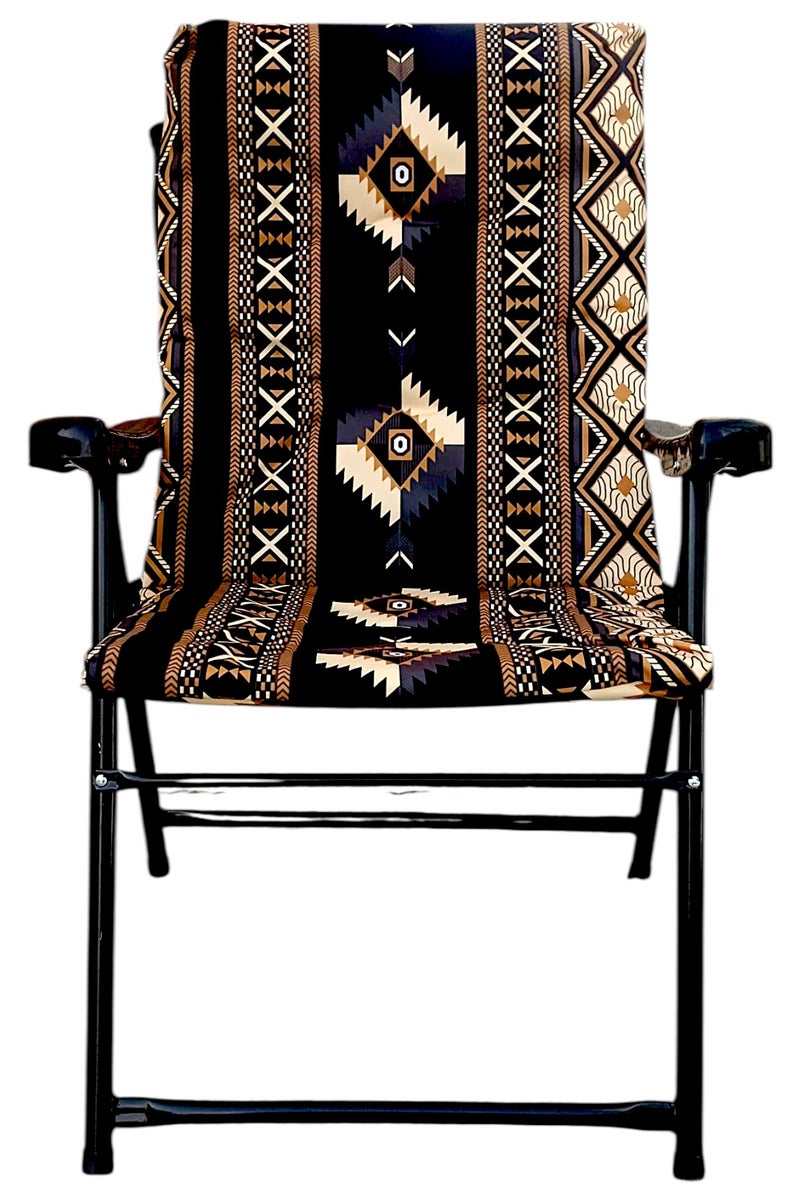 GO2CAMPS Folding Camping Chair with Cusion Premium Quality | Sadu Chair | Beach Chair | Garden Chair | Fishing Chair | Travel Chair | Picnic Chair-Premium Arabic Traditional Sadu Camping Chair â€“ Durable Padded Cotton Cushion Seat with Cozy Armrests â€“ Foldable Majlis Style for Desert Travel, Outdoor Picnics, BBQs & Cultural Gatherings - Image 2