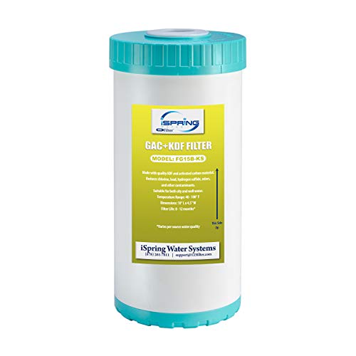 iSpring FG15B-KS Premium Quality Super Capacity GAC and KDF Carbon Filter Replacement Cartridge for Direct Connect Under Sink Water Filtration System US21B & US21B-CPB, 10” x 4.5” - Image 1