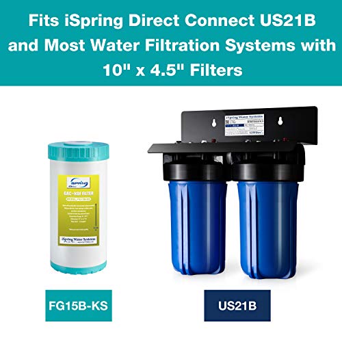 iSpring FG15B-KS Premium Quality Super Capacity GAC and KDF Carbon Filter Replacement Cartridge for Direct Connect Under Sink Water Filtration System US21B & US21B-CPB, 10” x 4.5” - Image 2