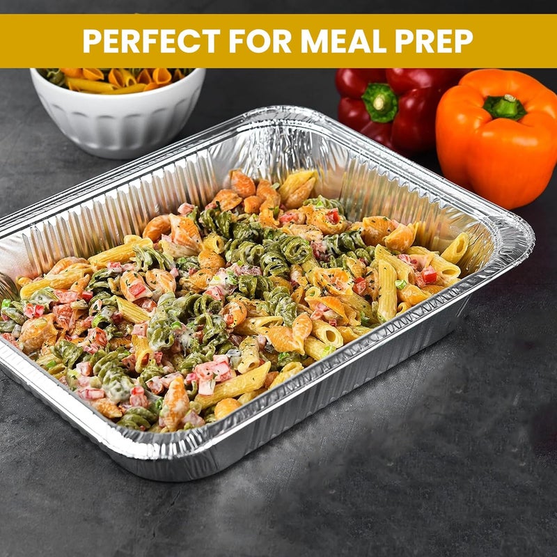 Superior Large Foil Aluminium Trays Pack of 10 – Heavy-Duty Deep Tin Foil Trays 32 x 26 cm Ideal for Cooking Baking Roasting BBQ Meal Prep Storage Tray – Foil Containers for Christmas Parties - Image 5
