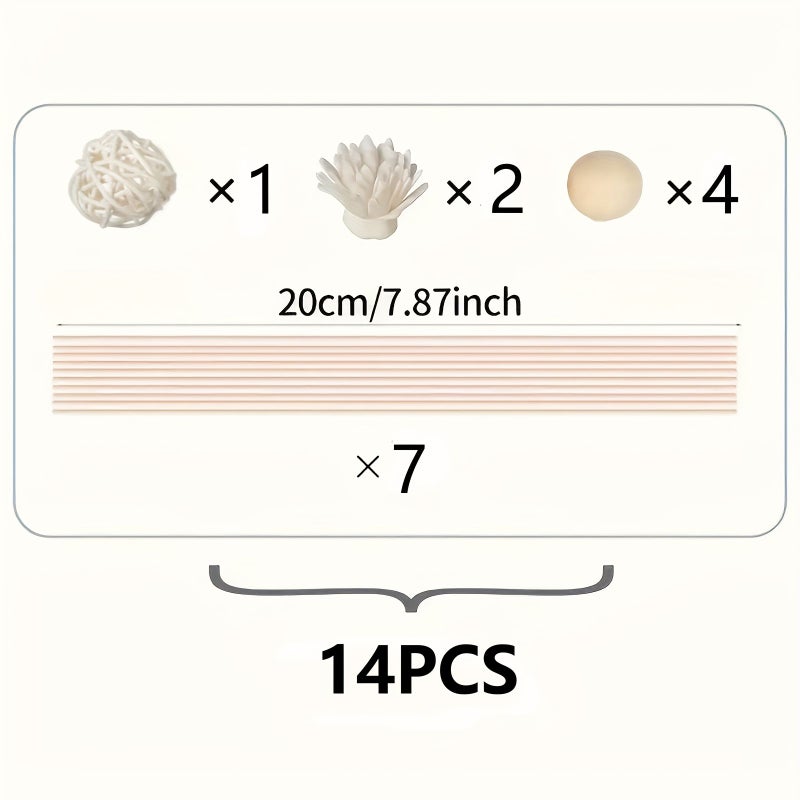14 Pcs 28 Pcs Aroma Diffuser With Rattan Balls Scented Sticks Floral Beads For Home Decor Dining Room Ambiance Wedding Party Decoration - Image 3