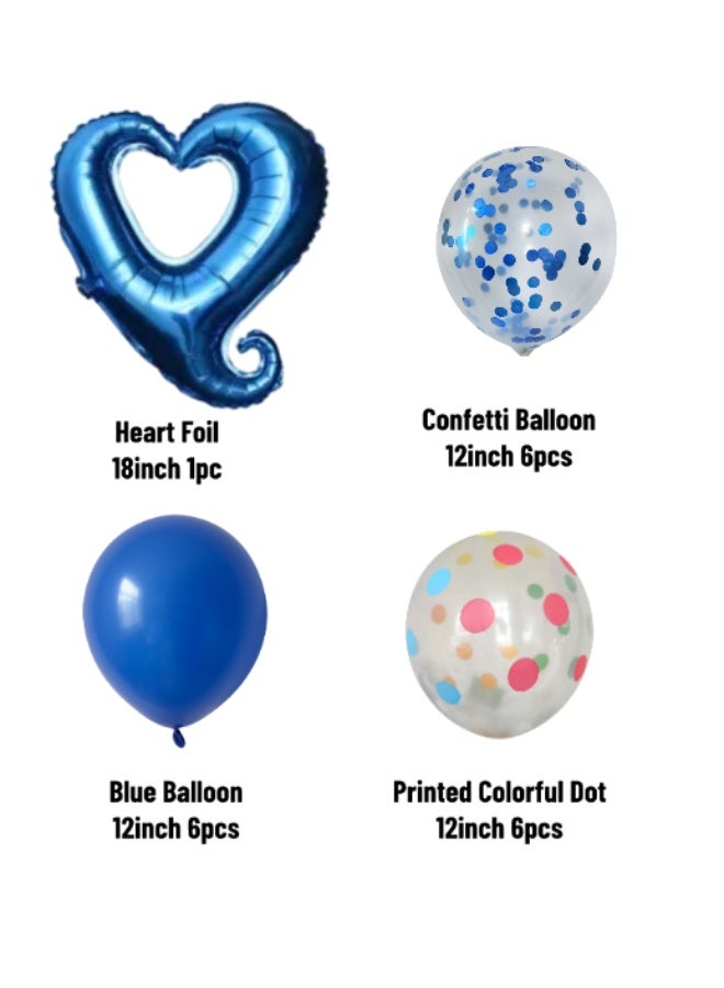 20pcs Light Blue Birthday Decoration Set – Happy Birthday Foil Banner, Blue Hook Heart Foil Balloon & Latex Balloons for Birthday Party Décor - Image 3
