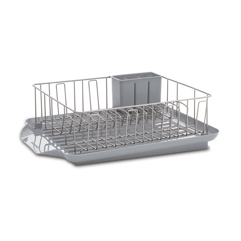 Farberware 3Piece Large Capacity Dish Drying Rack Set with Drainboard and Utensil Holder RustResistant Kitchen Counter Dish Drainer