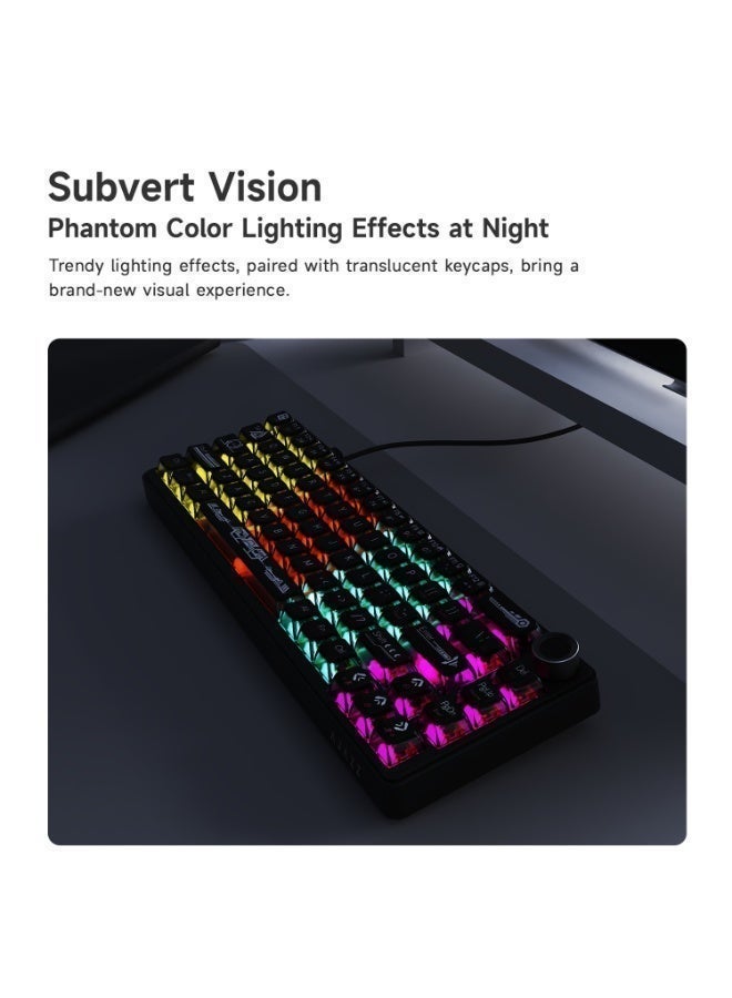 A-jazz AK690 75% Mechanical Gaming Keyboard, featuring hot-swappable switches, RGB backlighting, and knob controls. This compact, wired keyboard with a detachable USB-C cable uses a spacer-mounted design and is compatible with PC, PS5, PS4, Xbox, and Mac—perfect for FPS and Fortnite players. - Image 3