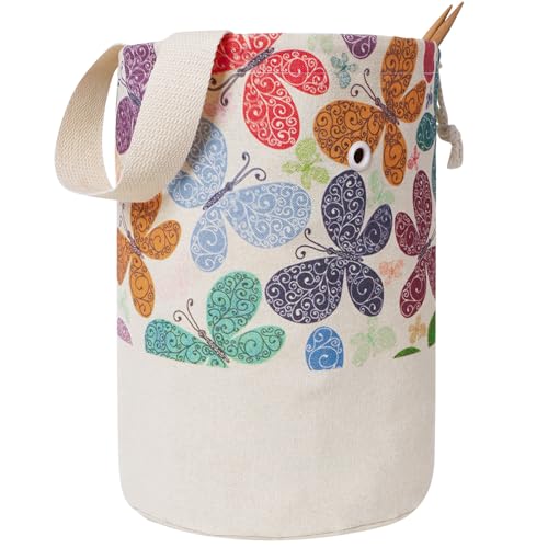 TOGETRUE Yarn Bag, Knitting Crochet Bag, Portable Yarn Storage Bags Organizer for Crocheting Project, Store Skein Ball, Short Knitting Needle (Medium, Butterfly) - Image 1