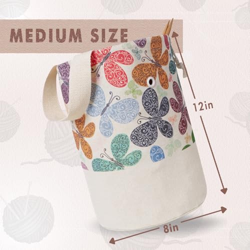 TOGETRUE Yarn Bag, Knitting Crochet Bag, Portable Yarn Storage Bags Organizer for Crocheting Project, Store Skein Ball, Short Knitting Needle (Medium, Butterfly) - Image 3