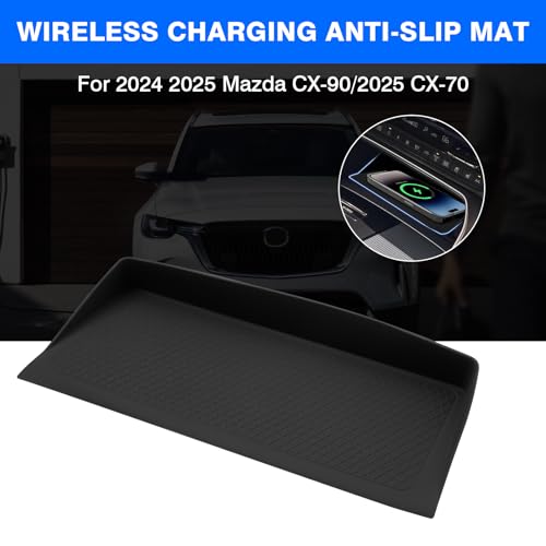 Autorder Wireless Charging Anti-Slip Mat for 2024-2026 Mazda CX-90 CX90/2025-2026 CX-70 CX70 Accessories Anti-Dust Center Console Protective Pad Silicone Wireless Charging Pad for CX90 CX70 - Image 2