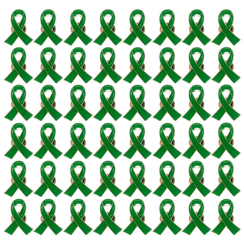 Alodidae Mental Health Awareness Pin 50 Pcs Green Ribbon Pins Liver Cancer Cerebral Palsy Organ Donation Awareness Products