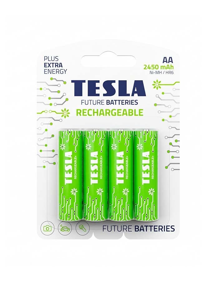TESLA BATTERIES AA GREEN+ RECHARGEABLE HR6 1.2V 4pcs - Image 1