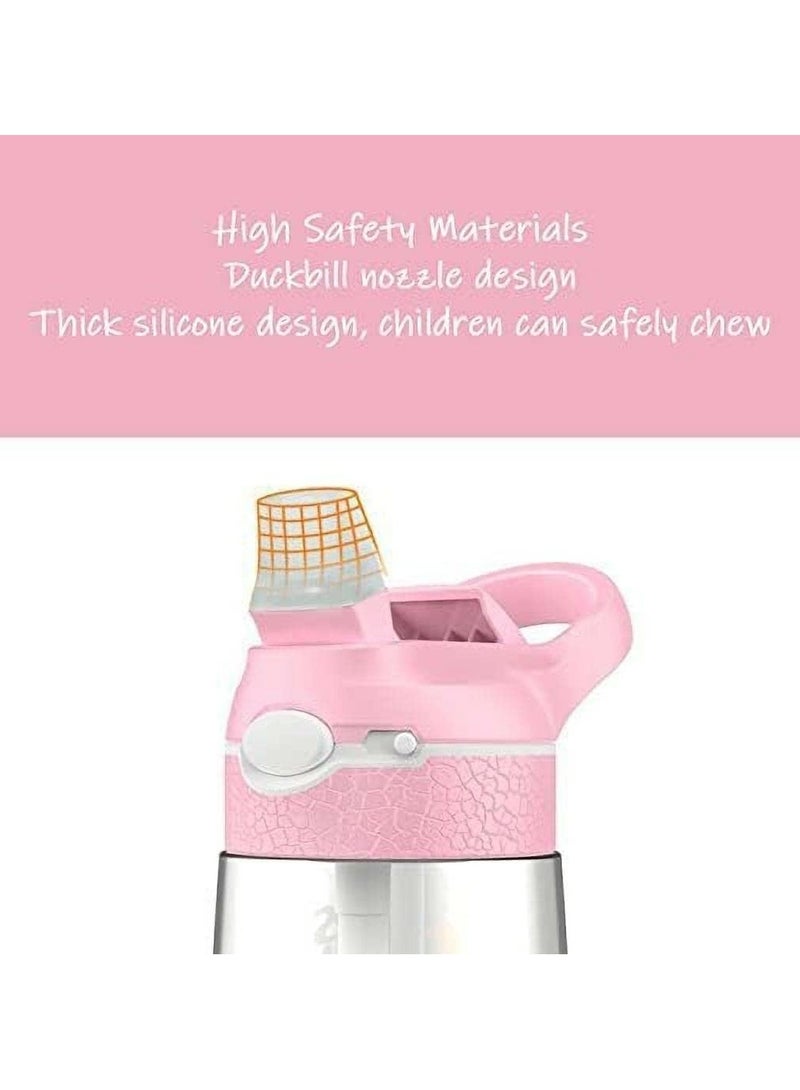 VUCATIN Kids Water Bottle Cute Toddler Cup with Straw Spill Leakproof Durable Plastic Drinking Bottle Kindergarten Primary School Students Summer Portable Straw Cup 480ML with 4 Cute Stickers - Image 3