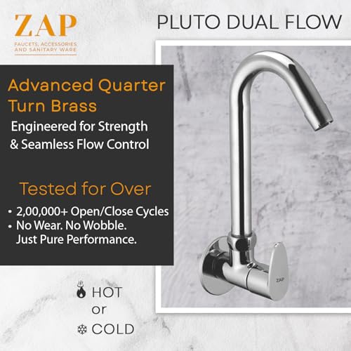 ZAP Pluto Light Chrome Kitchen Sink Cock | Deck Mount Kitchen Sink Tap | Hot or Cold Water Tap for Home | Easy-to-Use Modern Sink Tap - Image 4