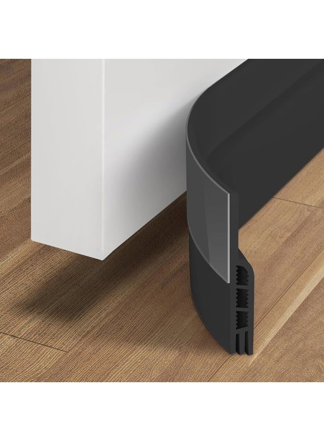 Holikme Door Draft Stopper Under Door Draft Blocker Insulator Door Sweep Weather Stripping Noise Stopper Strong Adhesive, Black - Image 1