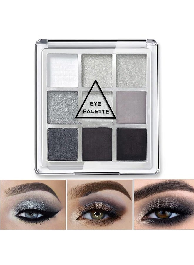 MAEPEOR Black Grey Smokey Eyeshadow Palette 9 Colors Cool Toned Matte Glitter Eyeshadow Palette Longlasting Waterproof Smoky Eye Shadow for Girls and Women (Set 1, Black Grey) - Image 1
