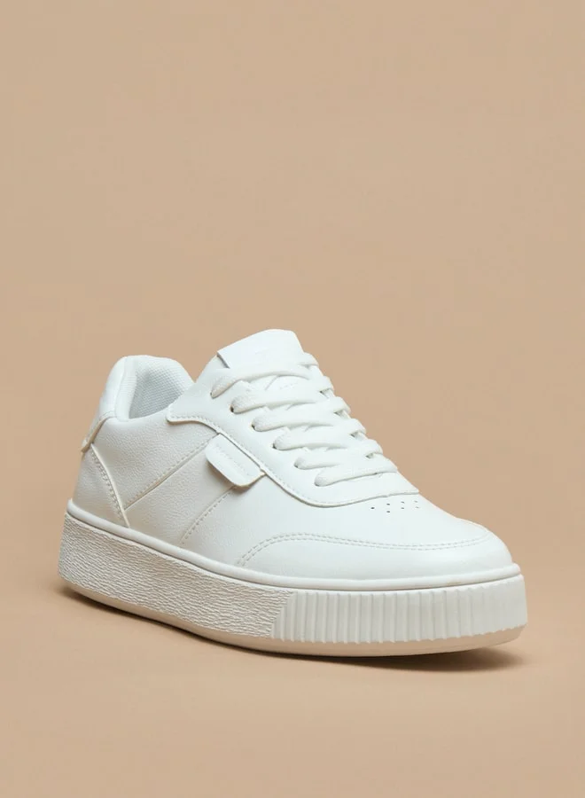 Flora Bella By Shoexpress Women's Solid Lace-Up Low-Ankle Flatform Sneakers