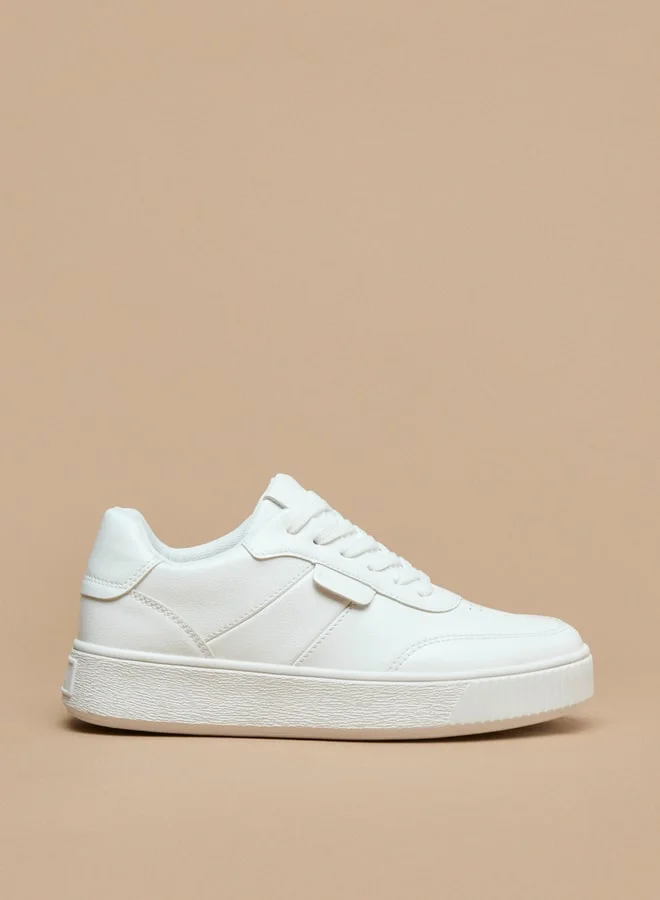 Flora Bella By Shoexpress Women's Solid Lace-Up Low-Ankle Flatform Sneakers