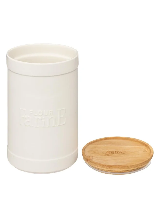 Five Simply Smart Naturéo Ceramic Flour Container White and Brown 12.2 x 19.5 x 12.2 cm 194230A