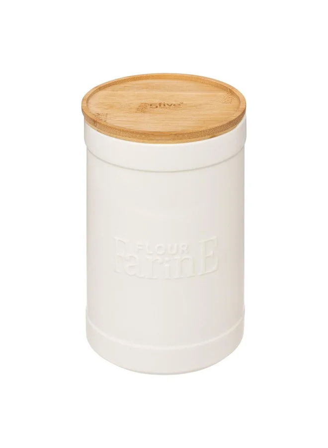 Five Simply Smart Naturéo Ceramic Flour Container White and Brown 12.2 x 19.5 x 12.2 cm 194230A