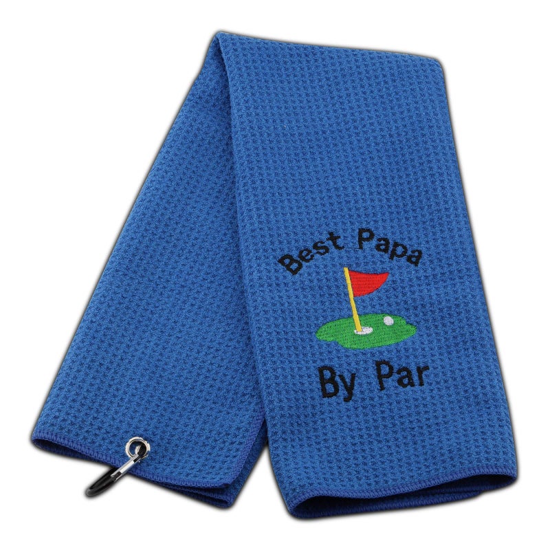 JXGZSO Dad Golf Towel Embroidered Golf Towel Gift Golf Father Gift Embroidered Golf Towel with Clip Best papa by par