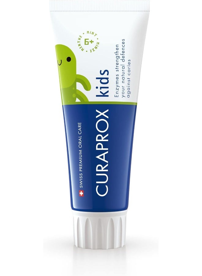 CURAPROX Children'S Toothpaste, Toothpaste For Kids 6+ Years With 1,450 Ppm Fluoride - Sls Free, Microplastic Free & Triclosan Free Kids Toothpaste. (Mint) - Image 1