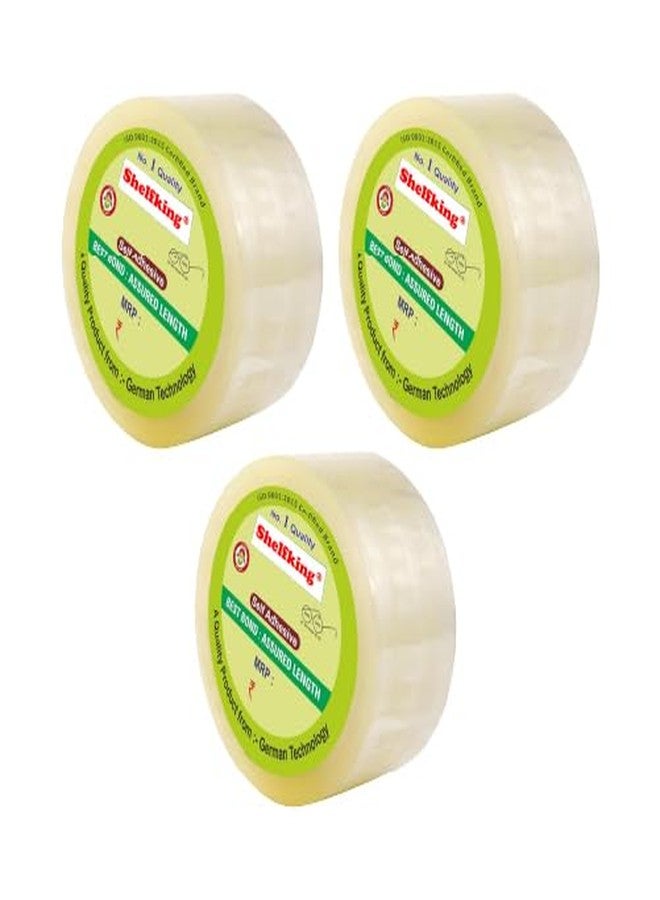 شريط تغليف شفاف من SHELFKING BOPP - 72 مم (3 بوصات) × 35 مترًا، عبوة من 3 قطع | لفائف شريط لاصق قوي لإغلاق الكراتين، وتغليف التجارة الإلكترونية، والاستخدام المنزلي والمكتبي - Image 1