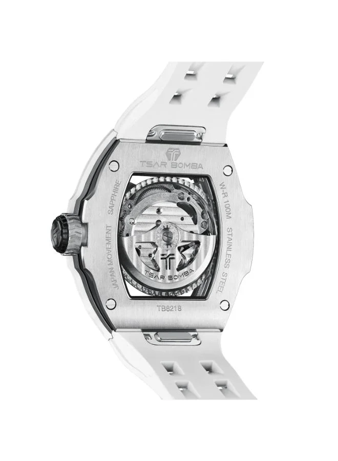 TSAR BOMBA Men's Rubber Automatic Watch TB8218SETC-01KBU/WH - 44.5x50.4 mm