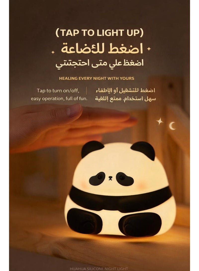 مصباح ليلي على شكل باندا من السيليكون، إضاءة نوم للأطفال والكبار، تحكم باللمس، 3 مستويات سطوع، مؤقت إيقاف 30 دقيقة، قابل لإعادة الشحن عبر USB-C (بطارية 1200mAh) - Image 2