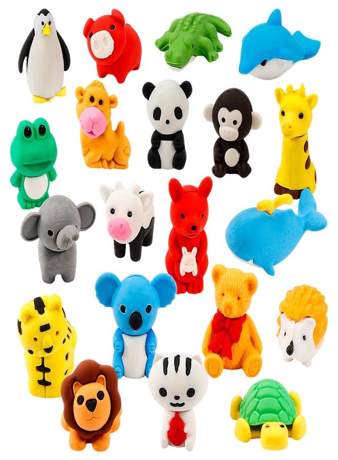 HFATMOS 24 Pcs Animal Erasers for Kids Bulk, Removable Assembly Puzzle Eraser Cute, Novelty Pencil Erasers Classroom Students Reward Prize School Art Supplies - Image 1