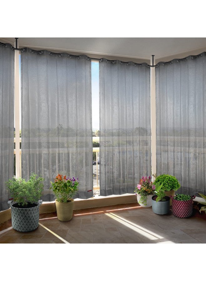 HIPPO 150 GSM Outdoor Sun Blocking Balcony Eyelet/Grommet Curtains Sun & UV Protection, Light Filtering 8FT Door Curtain (4.5FTX8FT, Grey, 2 PC) - Image 1