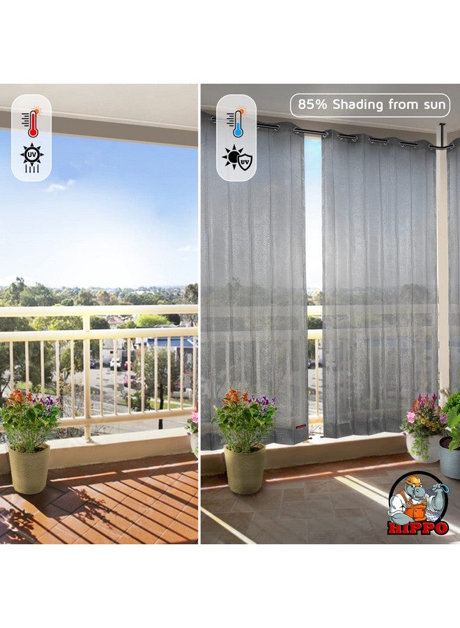 HIPPO 150 GSM Outdoor Sun Blocking Balcony Eyelet/Grommet Curtains Sun & UV Protection, Light Filtering 8FT Door Curtain (4.5FTX8FT, Grey, 2 PC) - Image 2