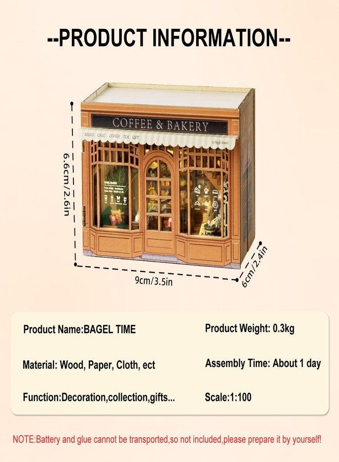 CUTEROOM DIY Miniature House Kit, CUTEROOM Mini House Kit for Adult to Build, Wooden Dollhouse Making Kit with Furniture, Christmas Birthday Gifts- Bagel Time - Image 3