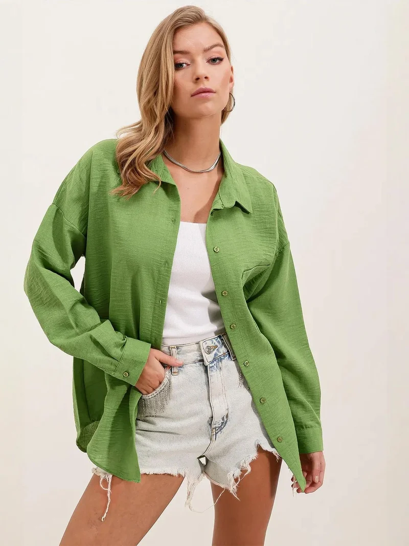 بيغ دارت قميص أساسي مفصل من الكتان المخلوط من