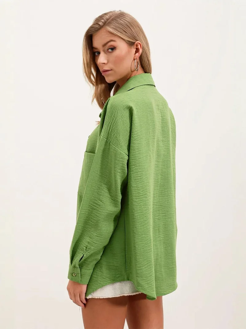 BIG DART BDART Linen Blended Shirt with Button Closure