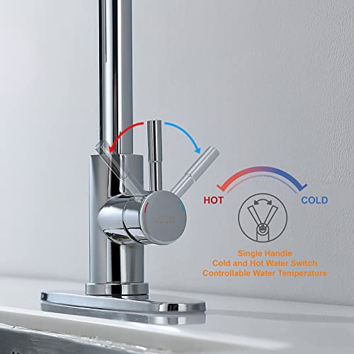 Keer Polished Chrome Single Handle Pull Down Kitchen Faucet with Soap Dispenser, 3 Modes Sprayer, Easy Assembly, Single Handle High Arc Stainless Steel Faucet - Image 2