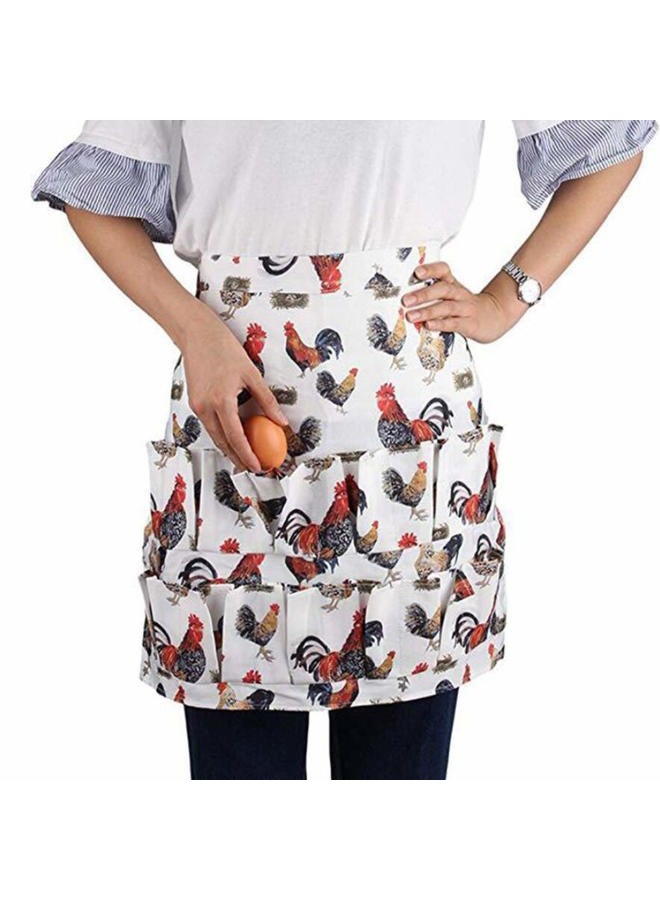 Sefiron Chicken Egg Collecting Apron,12 Deep Pockets for Hense,Duck,Goose Eggs, White, White - Image 1
