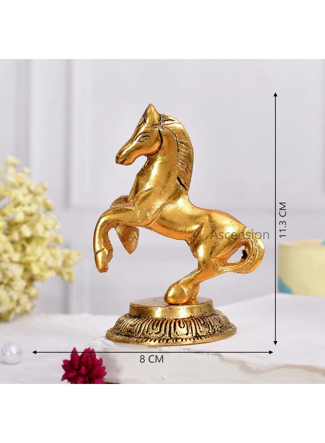 ascension Jumping Horse Animal Statue Idol & Figurine for Home Metal Showpiece for Home Office Living Room Vastu Wealth Income Decorative & Gifts Items (Golden) - Image 4