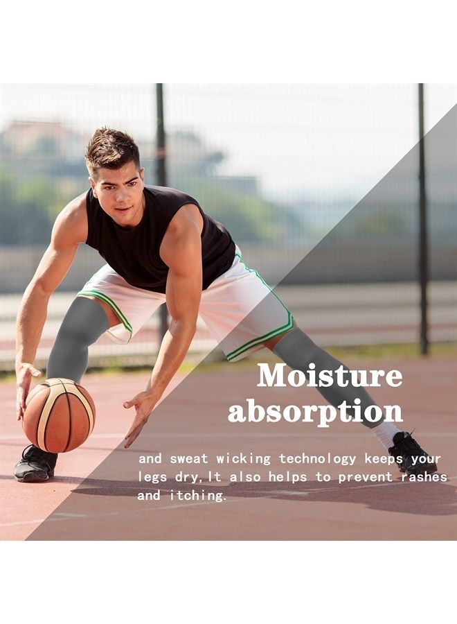 Skylety Compression Leg Sleeve Full Length Leg Sleeves Sports Cycling Leg Sleeves for Men Women, Running, Basketball (4 Pieces,Black, Grey,L) - Image 2