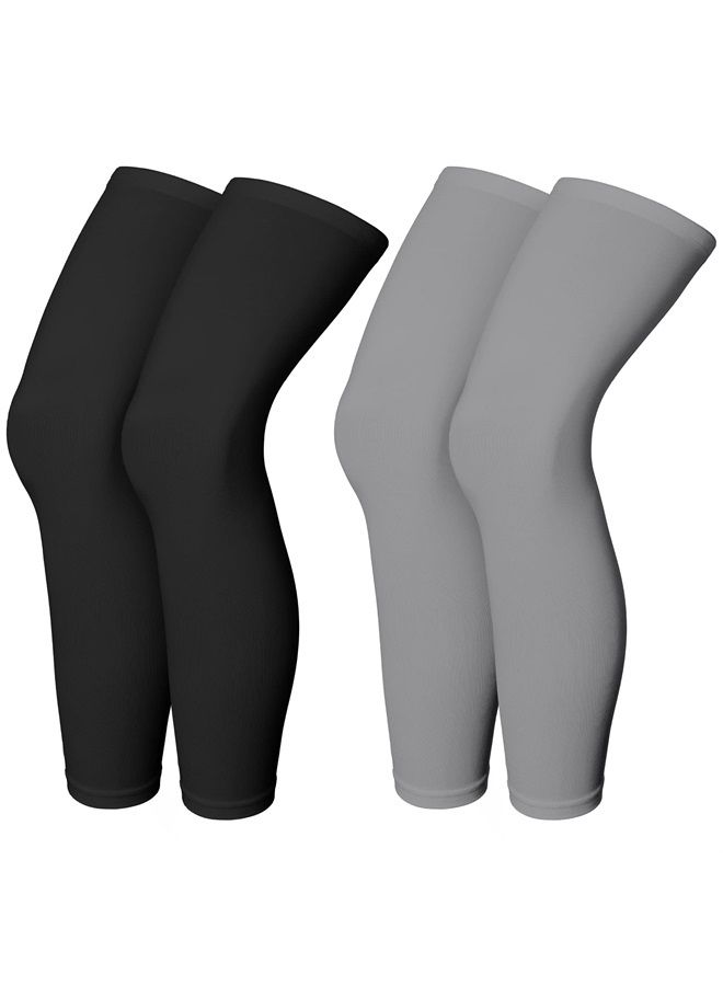 Skylety Compression Leg Sleeve Full Length Leg Sleeves Sports Cycling Leg Sleeves for Men Women, Running, Basketball (4 Pieces,Black, Grey,L) - Image 1