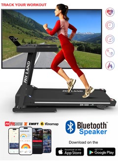 Sky Land Foldable Treadmill for Home Use with 2 HP Motor, Manual Incline, Bluetooth, Multi Fitness App Supported, 1-16km/h Speed Range, Max User Weight 110kg, Compact Treadmill Design, Running Machine For Home Gym– EM-1300  - Image 2