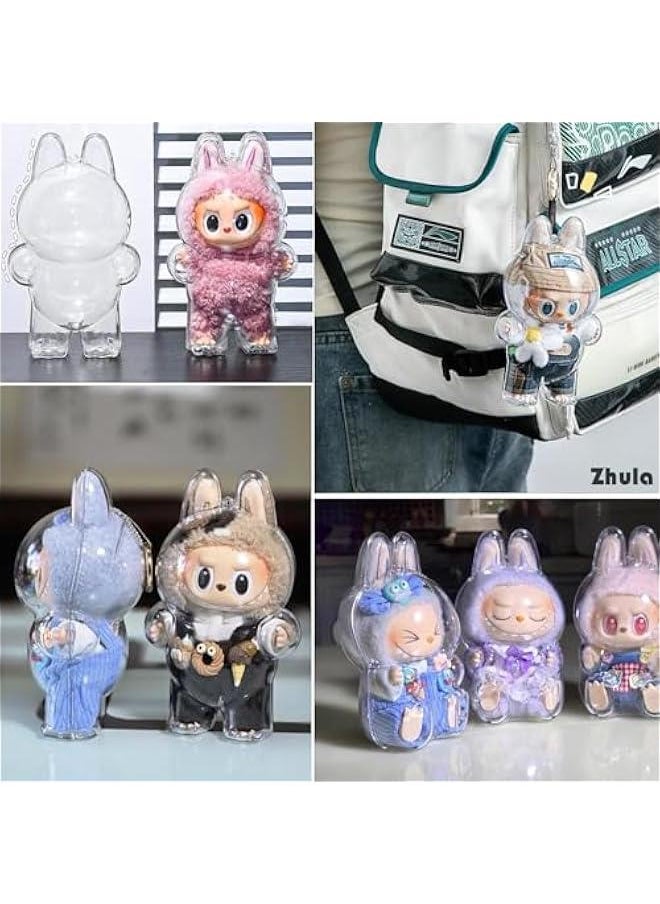 Arabest Protective Case for La bubu Plush Doll Keychain The Monsters Exciting Macaron Protective Acrylic Display Case Clear Cover for Figure Plastic PVC Storage Box (Sitting)  - Image 3