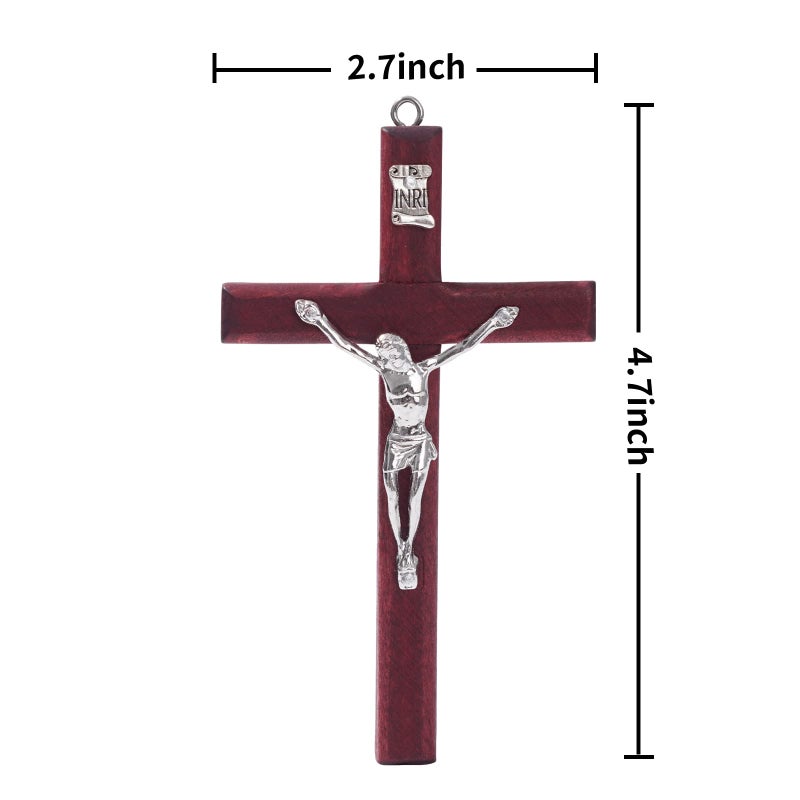 ZYFLSQ Crucifix Wall Cross, 4.7 inch Small Wooden Cross for Home Decor (3 pcs) - Image 2