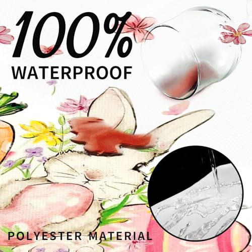 DISENB Easter Tablecloth 60 x 120 Inch, Bunny Egg Flowers Happy Easter Table Cloth, Stain and Wrinkle Resistant Washable Rectangle Table Cover for Spring Holiday Party Picnic Dinner Decor - Image 5