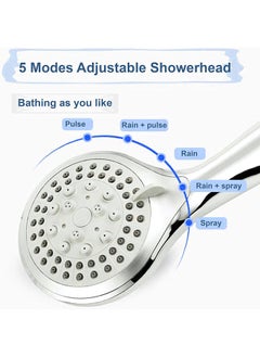 Home Pro Home Pro Shower Head with 5 Modes Ultra-Thin High Pressure Handheld Shower Adjustable Shower Head -Food Grade Silicone Spout-Universal Shower Heads-Chrome Best Pressure Boosting Shower Head  - Image 2