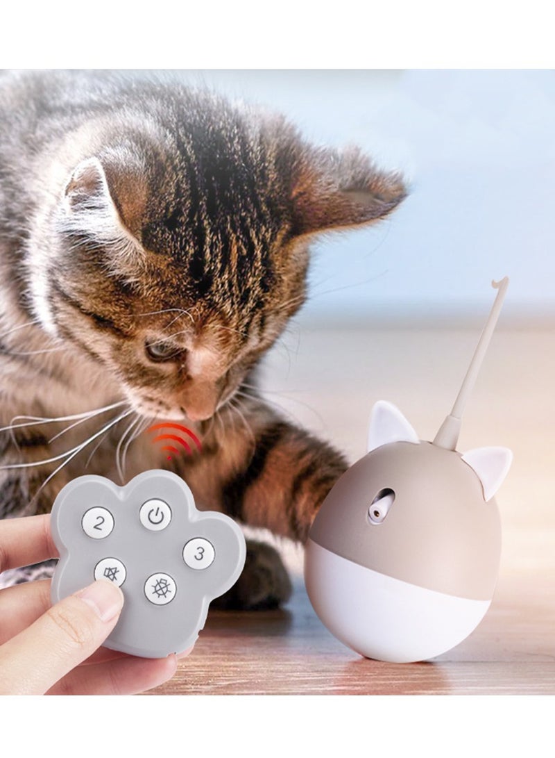 Laser Pointer Cat Toy Interactive Toy for Indoor Cat Toys, Cat Laser Toy with Bird Squeaky, Automatic Cat Toy with Cat Wand Replacement, Cat Toys for Indoor Cats, Rechargeable & Remote Control - Gray - Image 1