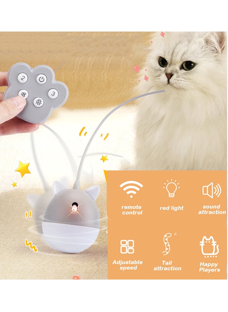 Laser Pointer Cat Toy Interactive Toy for Indoor Cat Toys, Cat Laser Toy with Bird Squeaky, Automatic Cat Toy with Cat Wand Replacement, Cat Toys for Indoor Cats, Rechargeable & Remote Control - Gray - Image 2