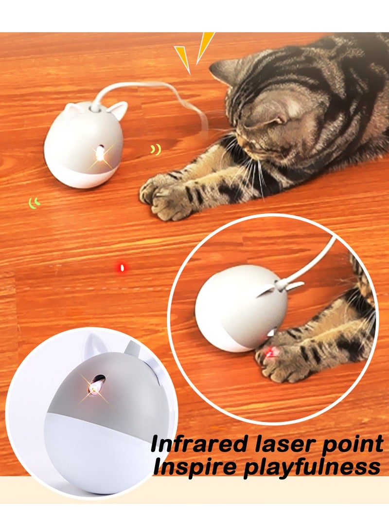 Laser Pointer Cat Toy Interactive Toy for Indoor Cat Toys, Cat Laser Toy with Bird Squeaky, Automatic Cat Toy with Cat Wand Replacement, Cat Toys for Indoor Cats, Rechargeable & Remote Control - Gray - Image 3