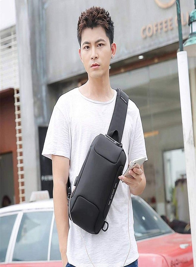 أوزوكو حقيبة أوزوكو 9223 المضادة للسرقة - صغيرة الحجم، عاكسة للضوء، ومزودة بمنفذ USB للاستخدام اليومي (أزرق، صغير) - Image 2