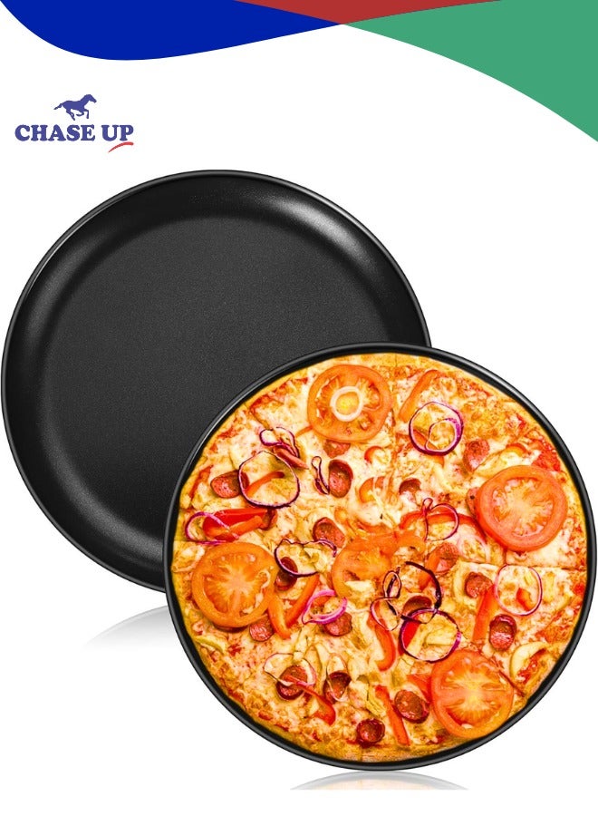 Chase Up 10 Inch Pizza Pan Set of 2, Nonstick Pizza Pie Pan Tray Platter, Metal Round Baking Sheet Cooking Pan for Oven, Durable Stainless Steel Core - Image 1