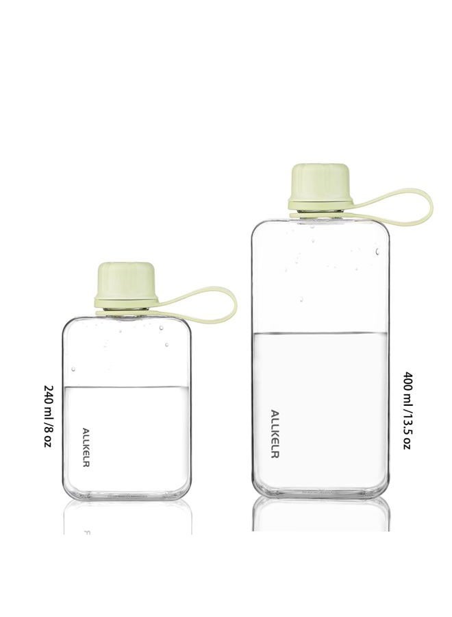 ALLKELR Portable Flat Water Bottle,BPA Free Reusable Tritan Plastic Travel Water Bottle Cup,Lightweight Leakproof Slim Water Bottles Fits Purse,Backpacking,Hiking (Green, 13.5 oz) - Image 4