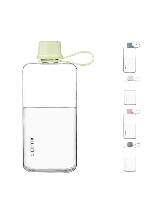 ALLKELR Portable Flat Water Bottle,BPA Free Reusable Tritan Plastic Travel Water Bottle Cup,Lightweight Leakproof Slim Water Bottles Fits Purse,Backpacking,Hiking (Green, 13.5 oz) - Image 3